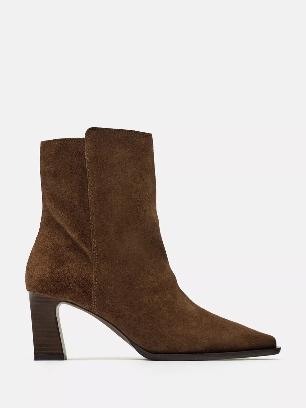 Zara Dark Brown Suede Mid-Calf Ankle Boots